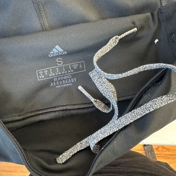 Adidas Mid-Rise Black Running Climacool Aeroready Stretch Pocket Crop Legging SM - Picture 10 of 15